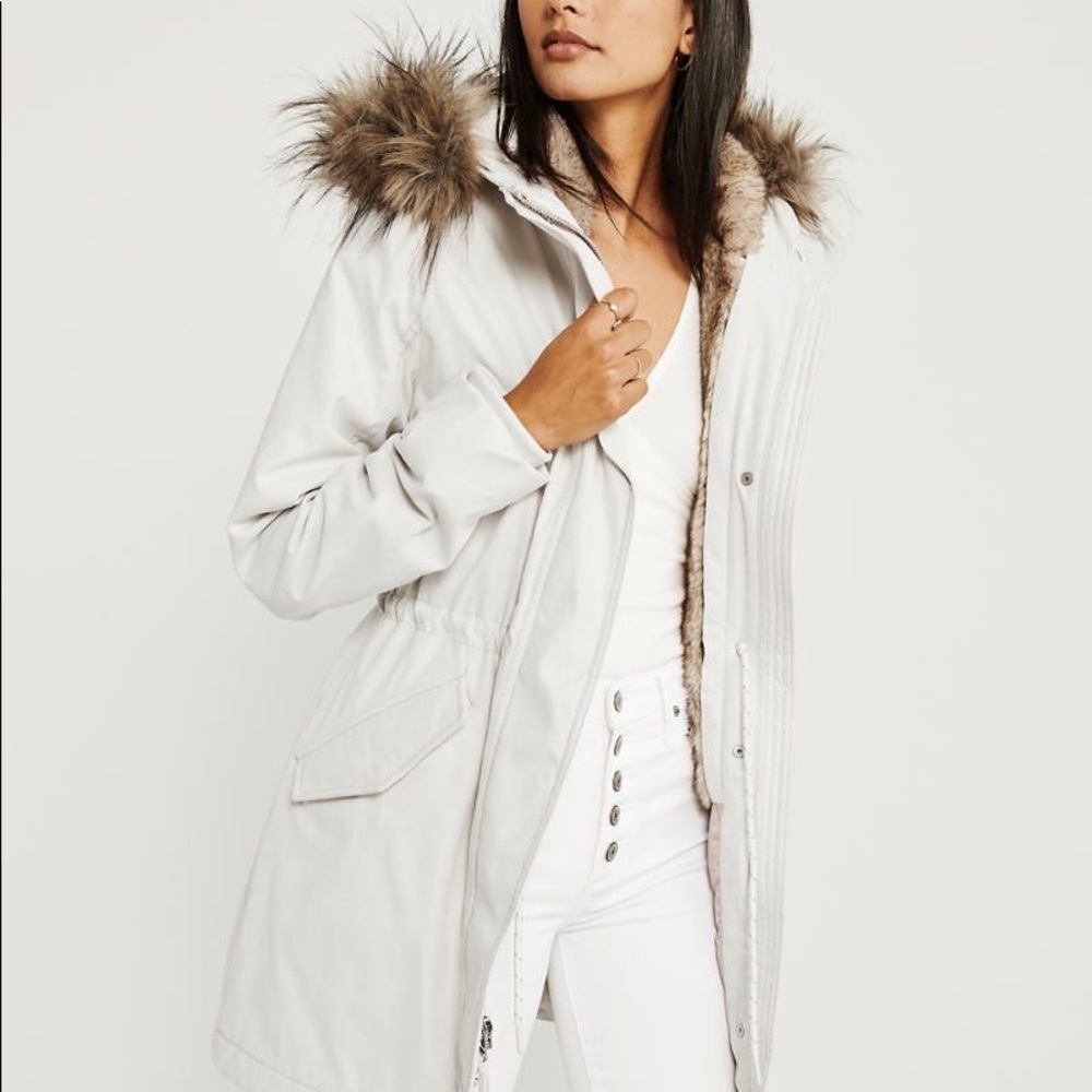 Abercrombie and Fitch 3 in 1 Ultra Parka in cream